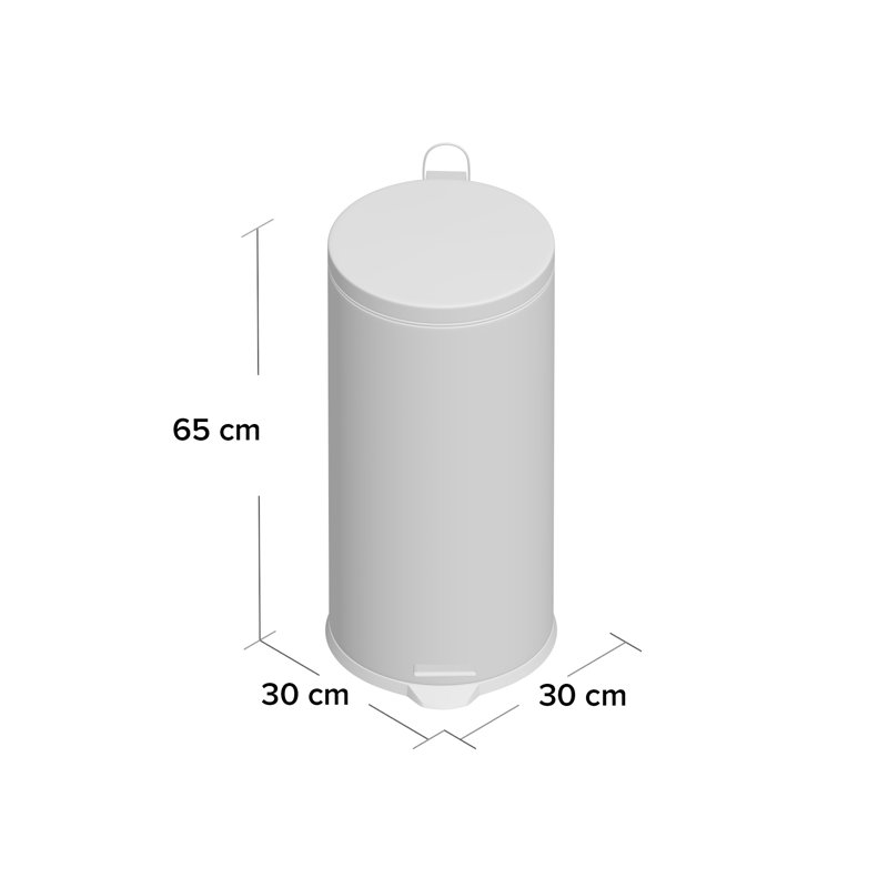 Steel Step On Kitchen Trash Can - 30L, Matt Black