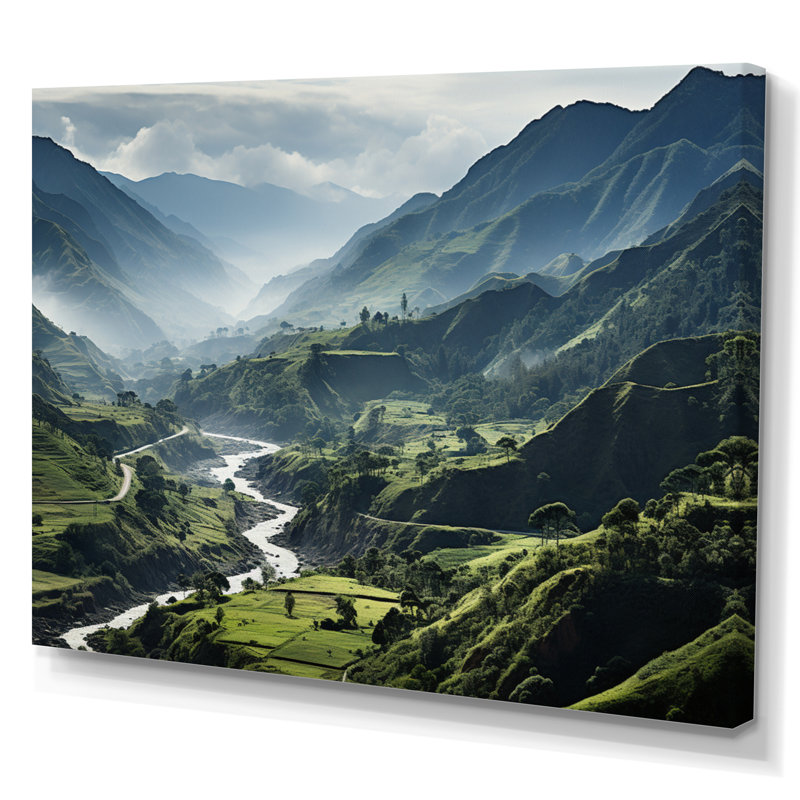 Dominicain Mountain River I, reproduction d'art sur toile, H 24 po x l 32 po x P 1 po, Toile tendue