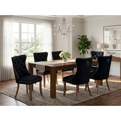 Ensemble de salle à manger 7 pièces composé d'une table de cuisine rectangulaire en bois rustique et de 6 chaises, noyer antique sablé