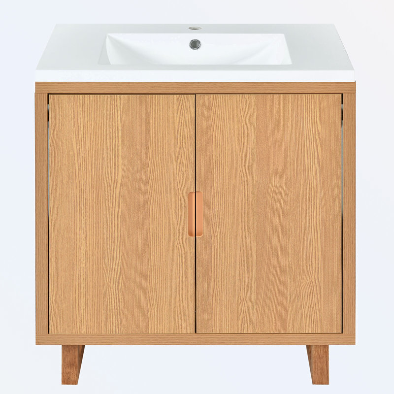 Nickhi 29.5'' Single Bathroom Vanity with Resin Top, Natural
