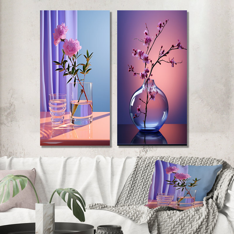 Ensemble de 2 impressions murales sur toile Violet Visionary, H 28 po x l 25 po, Toile tendue