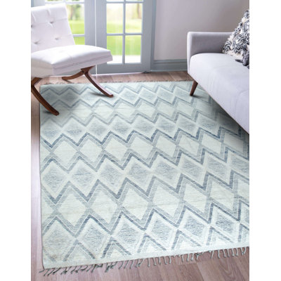 Martene Ivory Hand-Knotted Wool Contemporary Transitional Area Rug