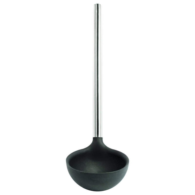 Tovolo Silicone Ladle with Stainless Steel Handle for Soups Stews and Sauces, Charcoal