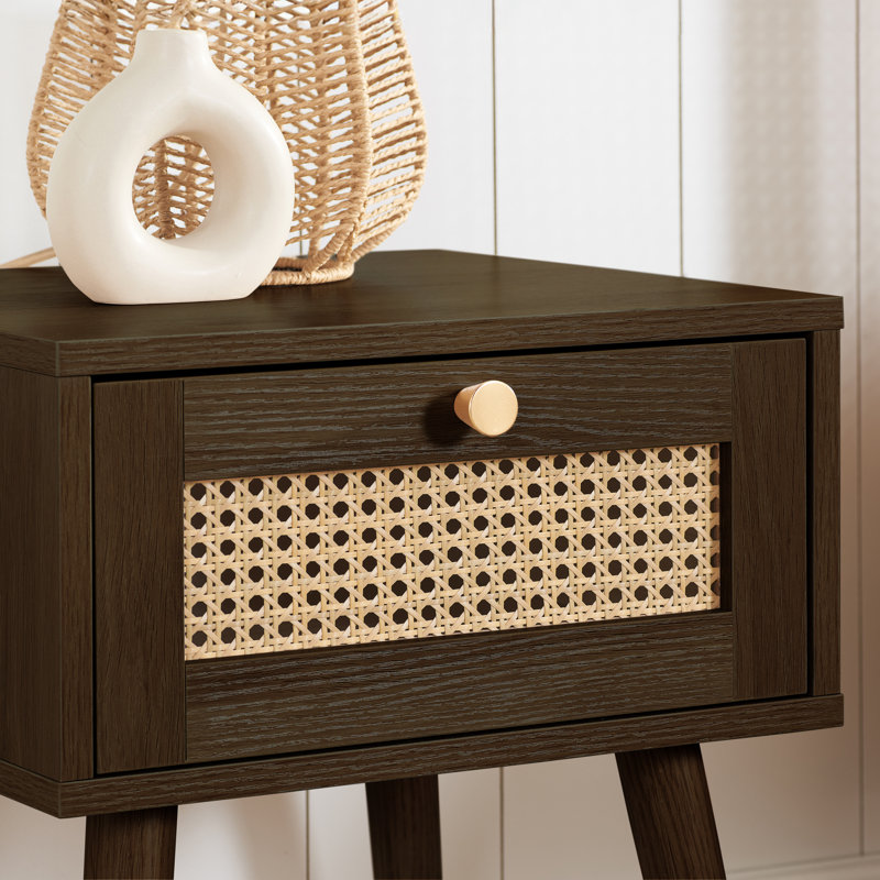 Noemi 38cm W Bedside Table, Walnut