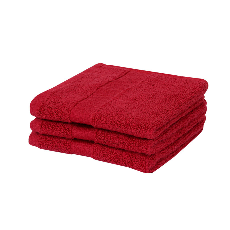 Ensemble de débarbouillettes 100% coton Splash, débarbouillettes et débarbouillettes en coton doux absorbant 550 g / m² pour salle de bain, spa et usage quotidien, certifié OEKO-TEX, paquet de 3, rouge