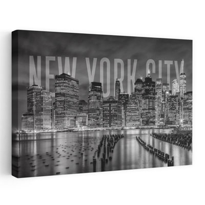«New York City Night Skyline Modern Abstract Architecture City», art mural