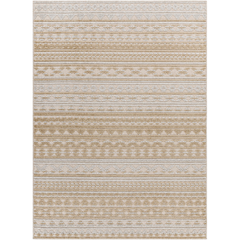 Anesia Geometric Machine Woven Area Rug in Beige/Gray, Rectangle 3'3" x 5'