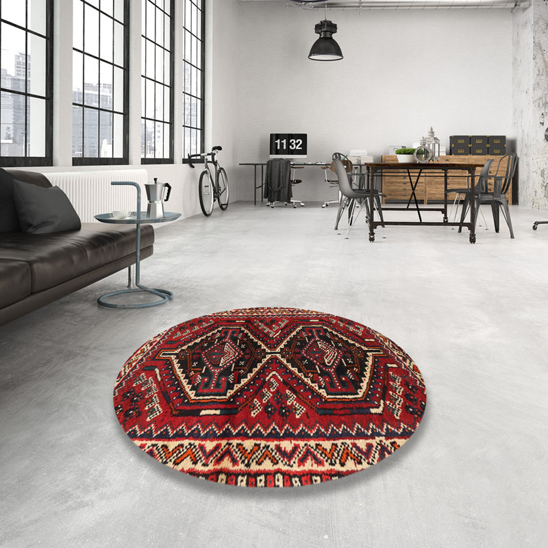 Tapis jaune clair/marron/noir Interlachen, Rond 4 pi