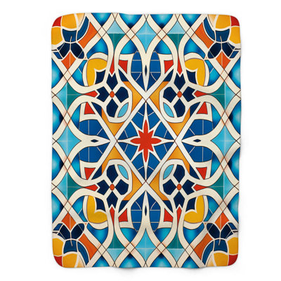 Motif de carreaux arabes - couverture sherpa de qualité supérieure 1 pièce