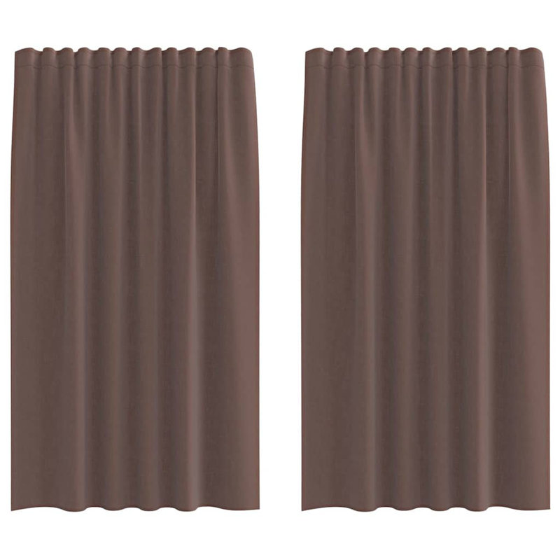 Voile Curtains With Tab Top 2 Pcs, 140cm Width x 175cm Drop, Brown