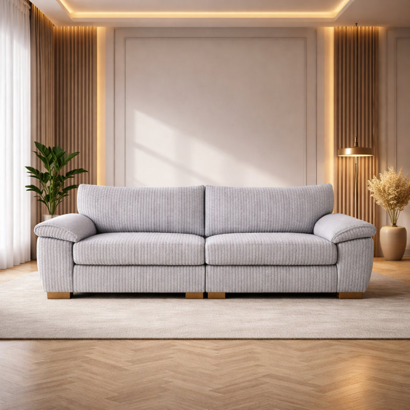 5 Seater Corduroy Sofa, Silver