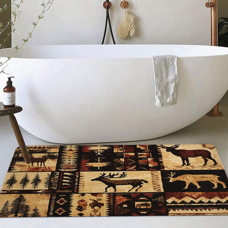 Tapis rustique 1pc Lodge, paillasson Moose Deer, L 19,69 po x L 31,5 po