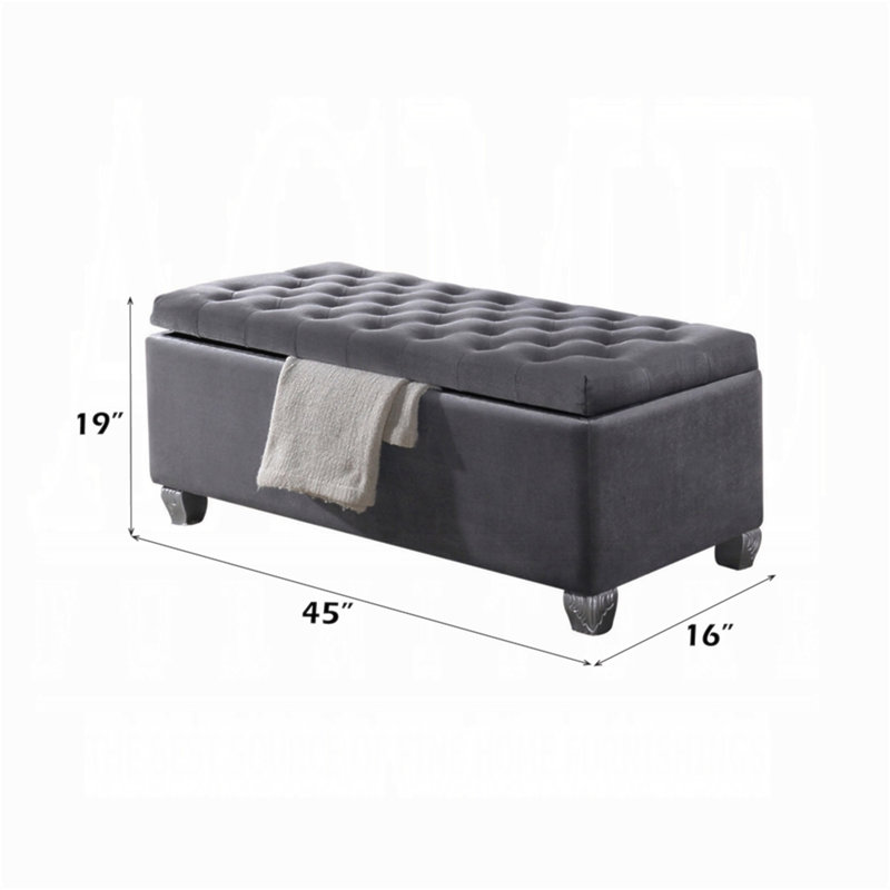 Banc en tissu gris Rebekah avec rangement