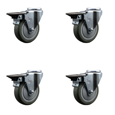 Poly Swivel Bolt Hole Caster with Posi Lock Brakes
