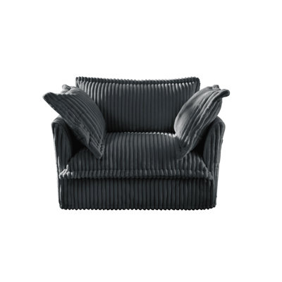 Fauteuil moelleux en velours côtelé moelleux avec assise profonde et coussins surdimensionnés - Fauteuil d'appoint moderne et confortable pour le salon