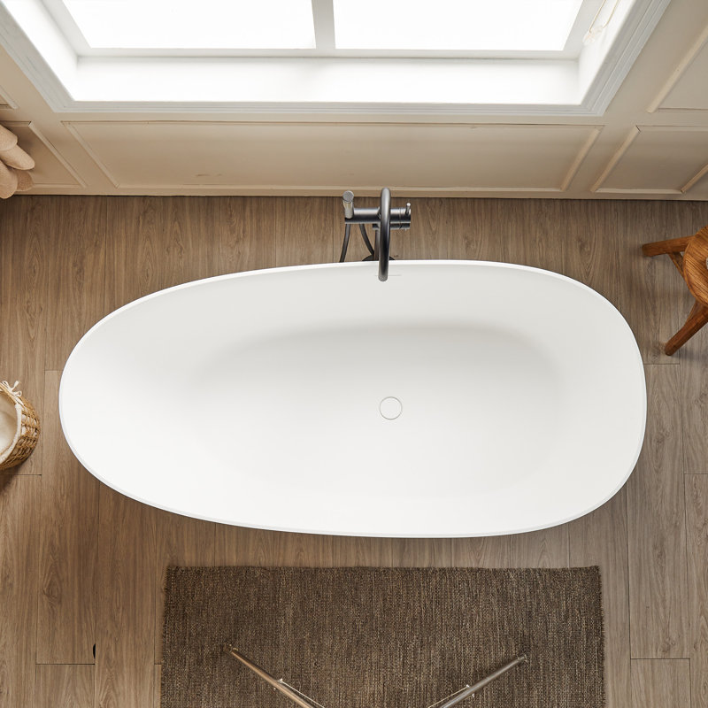 59.06'' x 29.92'' Freestanding Soaking Solid Surface Bathtub