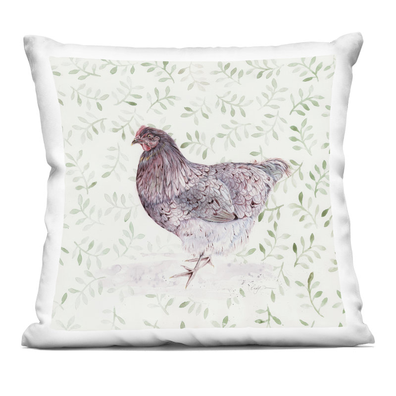 Coussin Whimsical Flower Flamingo, imprimé par Clare Tupper, Carré H 18 po