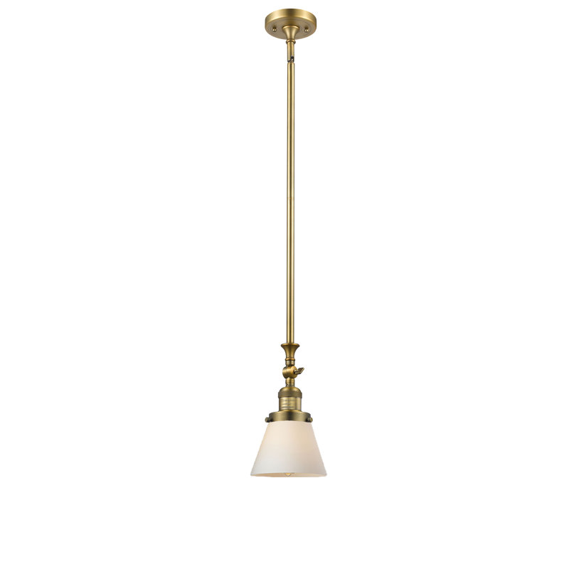 1 - Light Single Pendant, Brushed Brass, Matte White Cased