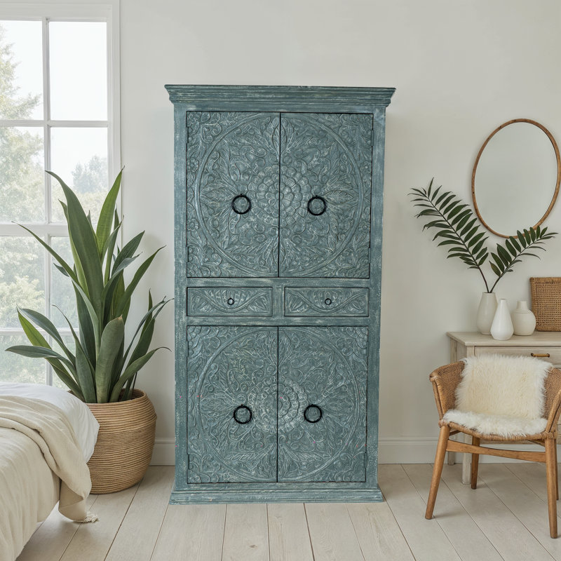 Armoire 4 portes Lancey, Gris vintage