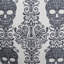 Coussin Gothic Damask Skull - Lin en coton noir et blanc