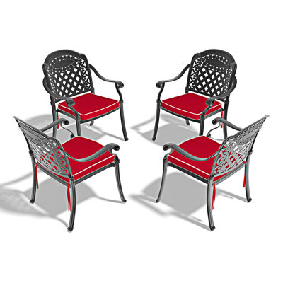 Ensemble de 4 chaises de patio en aluminium avec coussins