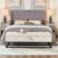 Banc de repose-pieds beige en velours avec rangement pour repose-pieds - Multifonctionnel pour vestibule de style contemporain avec structure moderne en métal 58,6 po