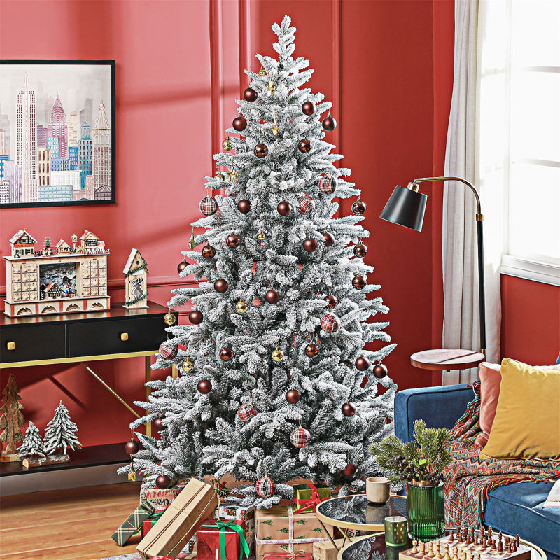 Arbre de Noël artificiel enneigé avec 994 pointes, 6'11"