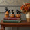 Ensemble de trois figurines de chat noir d'Halloween en polyrésine noire et orange