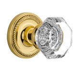 Odin Crystal Waldorf Interior Mortise Door Knob with Rope Rosette