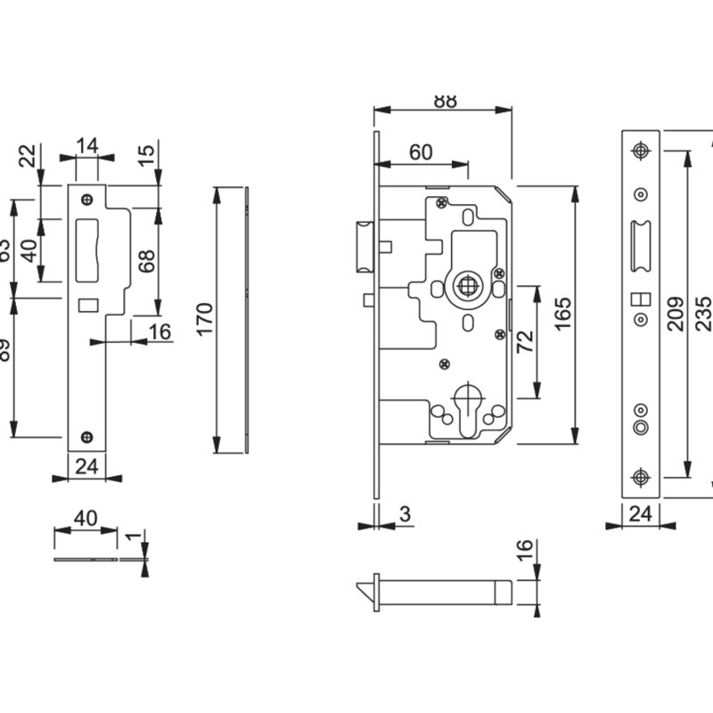 Stainless Steel Latch, Grey