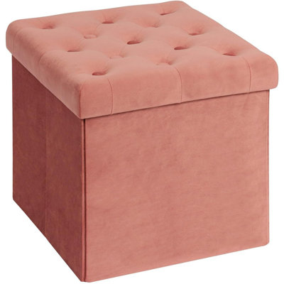 Cube de rangement avec repose-pieds, repose-pieds pliant capitonné en velours avec couvercle et repose-pieds pour chambre à coucher