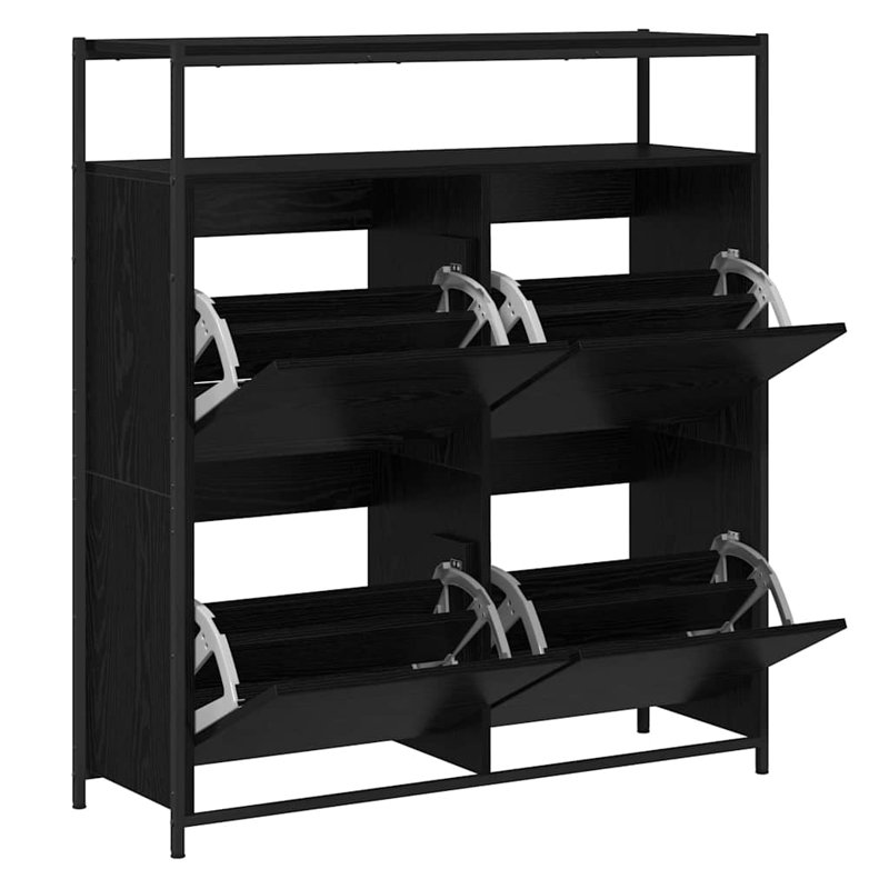 Shoe Cabinet 100 X 34 X 112 Cm Engineered Wood, Black Oak
