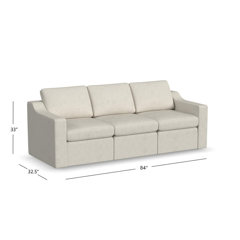 Canapé modulaire 3 places Lockheart beige de 84 po, accoudoirs inclinés, Beige