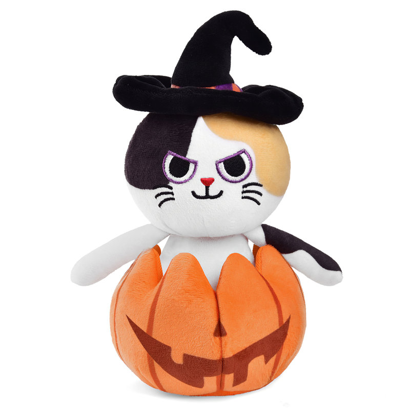 Chat en peluche citrouille d'Halloween