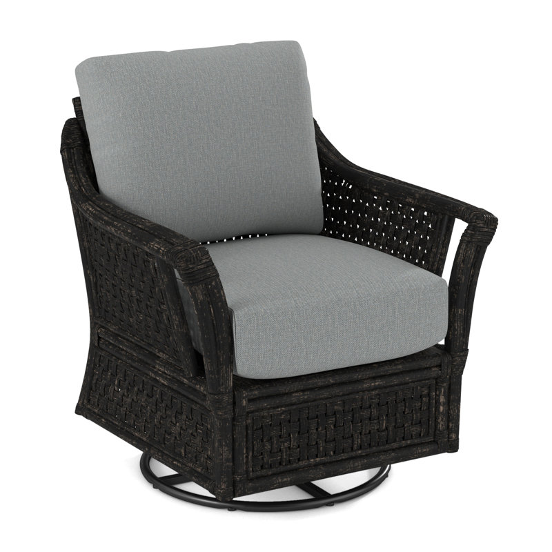 Fauteuil pivotant large de 32 po Boca, Tissu performance bleu clair 0851-55, Noir antique
