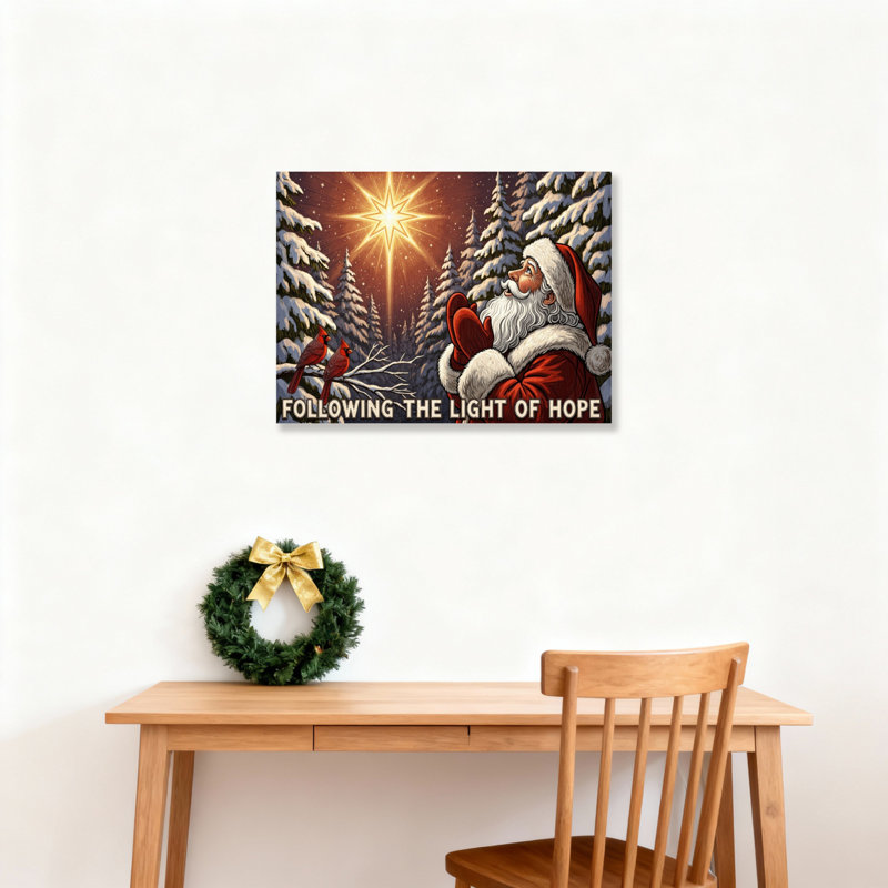 Père Noël, art mural sur toile, H 12 po x l 18 po