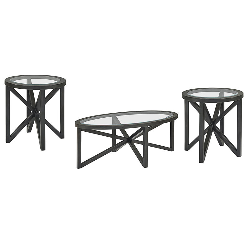 Table basse moderne en verre simple (table incluse seulement), Noir