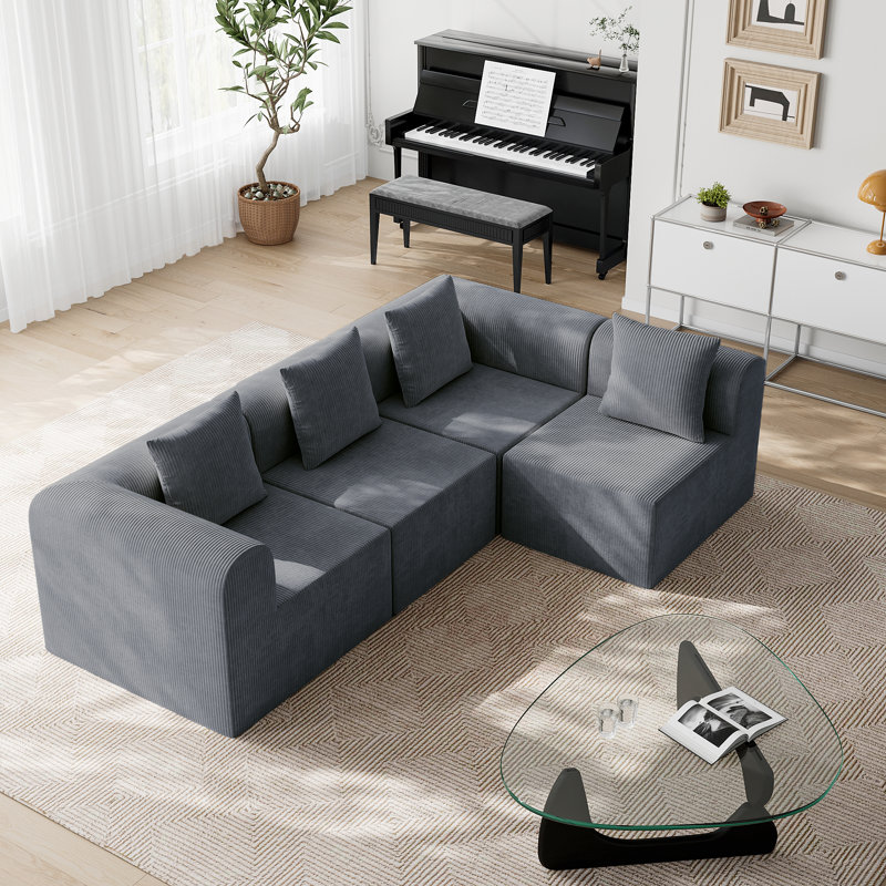 Canapé modulaire rembourré 4 pièces Celiot, Gris