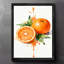 Art encadré noir rétro réaliste et orange vif avec aquarelle, impressions d'art de style rétro-1062087913