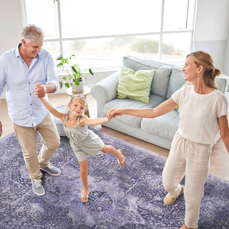 Washable Rug 8X10 Area Rug ( 8' X 10')Non-Slip, Non-Shedding Low-Pile Rug Perfect For Living Room, Bedroom, Kitchen And High-Traffic Areas