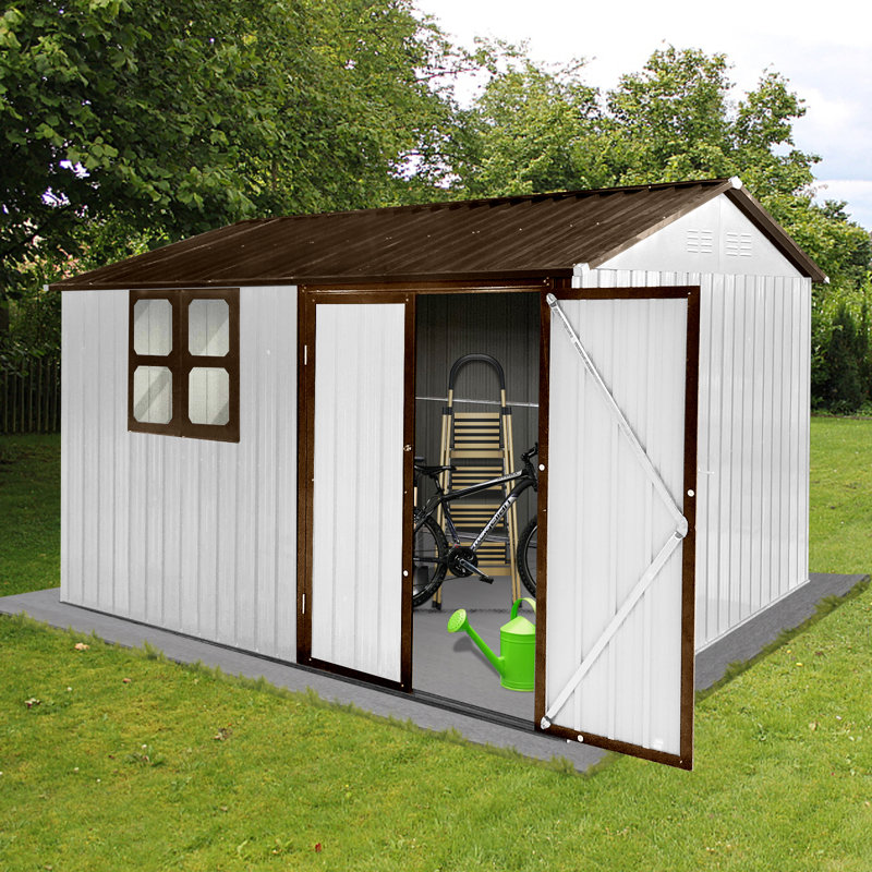 Remise de jardin en métal 10 pi, Brun