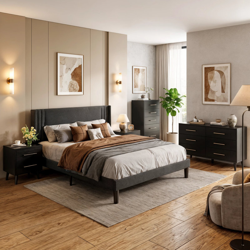 5-Piece Bedroom Set, Black, Full /  Double