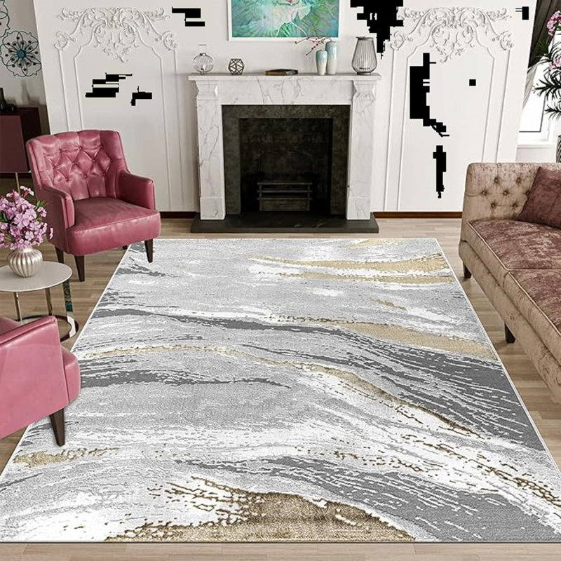 Abstract Flatweave Shag Area Rug, Rectangle 200 x 290 cm
