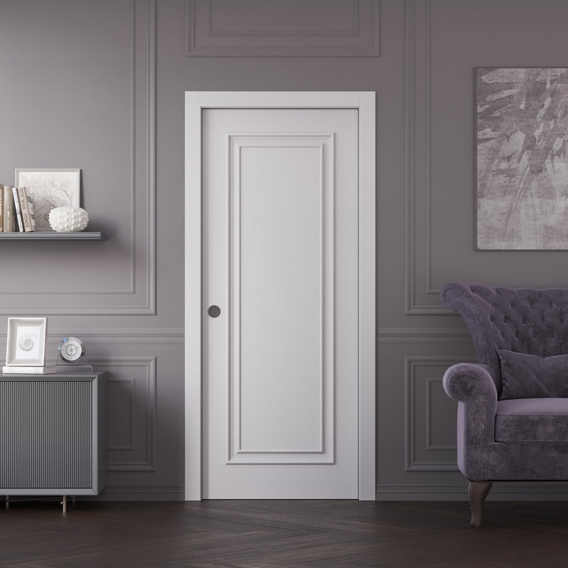 Sliding Pocket Door | IMPERIAL 1811 White Enamel | Kit Rail Hardware | Solid Wood Interior Bedroom Doors, 30" x 96"