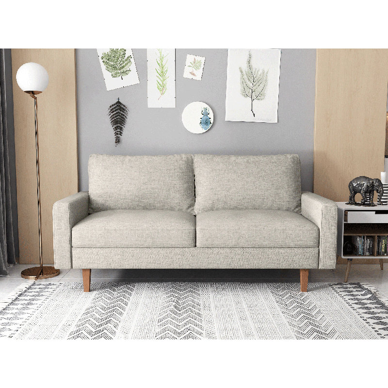 Murillo Upholstered 69.68'' Sofa, White Linen Blend