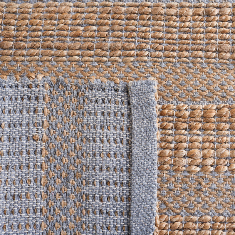 Ifigeneia Natural Fiber Flat Weave Jute/Cotton Geometric Rug in Gray/Natural, Rectangle 6' x 9'