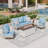 5 Person Outdoor Conversation Set With Swivel Lounge Chairs & Fire Pit Table-1325529694