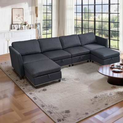 Convertible Sectional Sofa with Storage Seat
