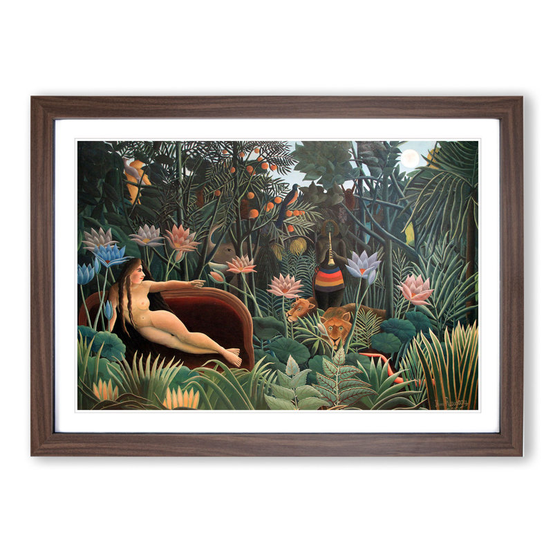 The Dream by Henri Rousseau - Picture Frame Painting, 36cm H x 48cm W x 2cm D, Walnut