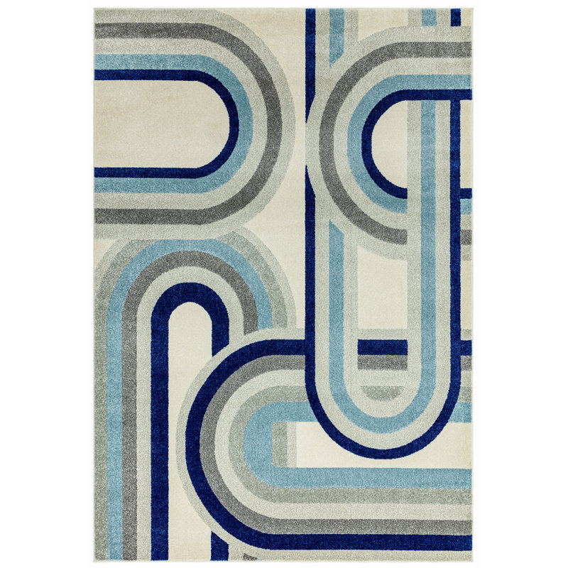 Brodnax Blue/Grey Area Rug, Rectangle 160 x 230cm